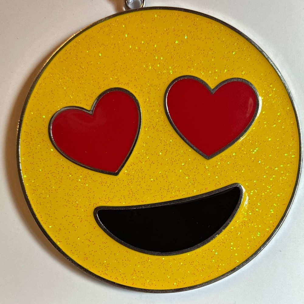 Hallmark Christmas Ornament Heart Face Emoji Yellow Glitter Love W Exclusive
